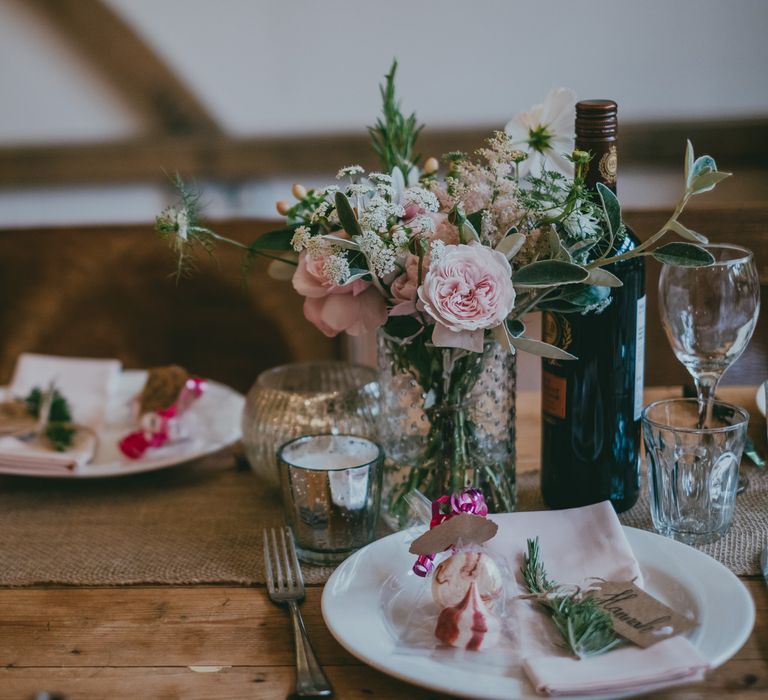 Place Setting Wedding Decor | Rustic Barn Pink Summer Wedding at Nancarrow Farm in Cornwall | Ross Talling Photography