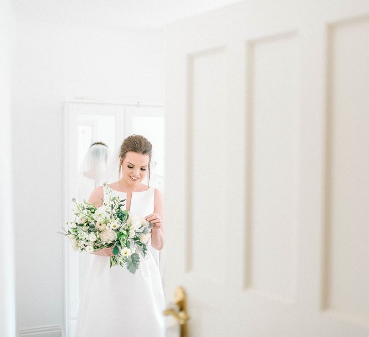 Jesus Peiro Wedding Dress With Pockets And Bridesmaids In Sky Blue Multiway Dresses At Healey Barn Northumberland With Images By Sarah Jane Ethan