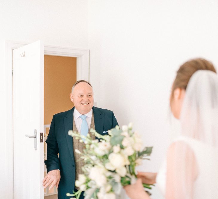 Jesus Peiro Wedding Dress With Pockets And Bridesmaids In Sky Blue Multiway Dresses At Healey Barn Northumberland With Images By Sarah Jane Ethan