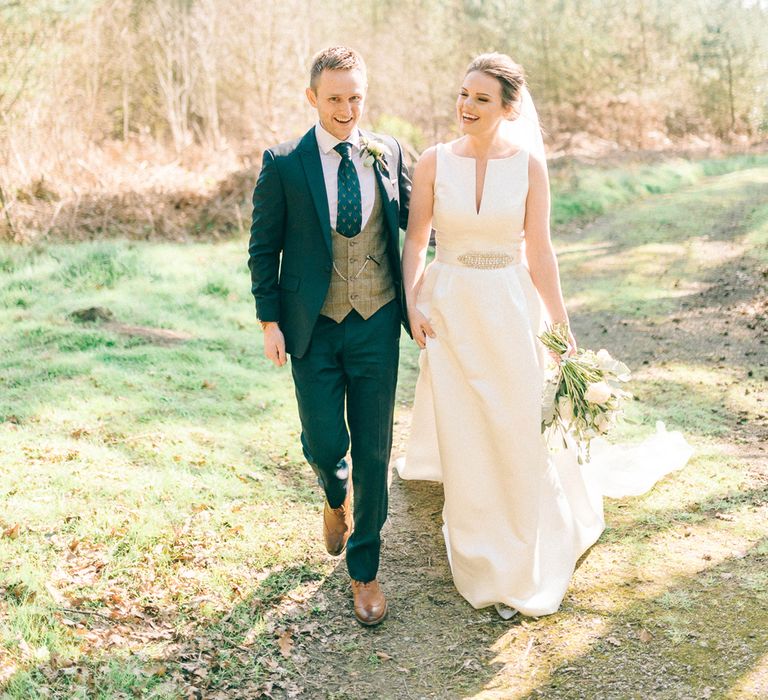 Jesus Peiro Wedding Dress With Pockets And Bridesmaids In Sky Blue Multiway Dresses At Healey Barn Northumberland With Images By Sarah Jane Ethan