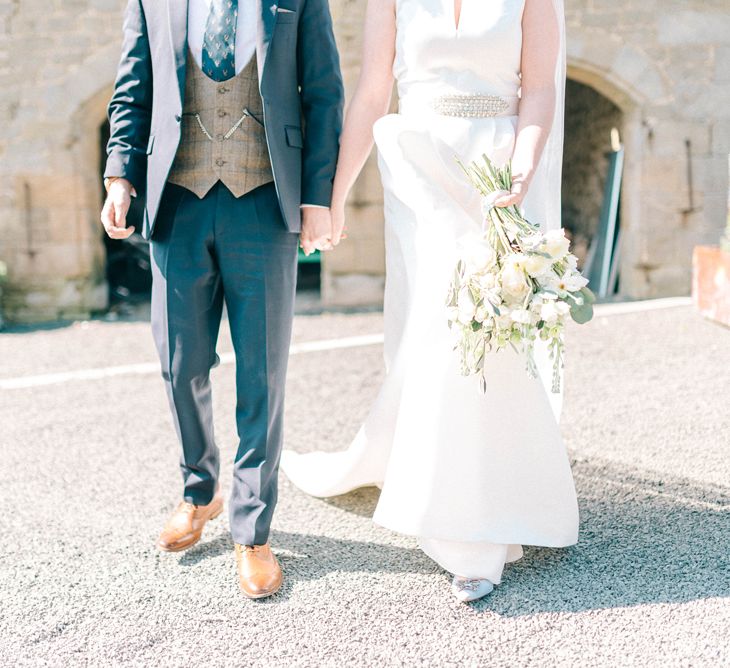 Jesus Peiro Wedding Dress With Pockets And Bridesmaids In Sky Blue Multiway Dresses At Healey Barn Northumberland With Images By Sarah Jane Ethan