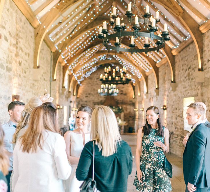 Jesus Peiro Wedding Dress With Pockets And Bridesmaids In Sky Blue Multiway Dresses At Healey Barn Northumberland With Images By Sarah Jane Ethan