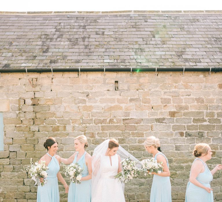 Bridesmaids In Blue Multiway Dresses