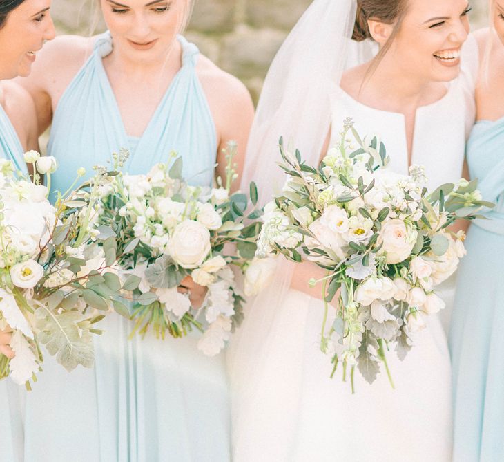 Bridesmaids In Blue Multiway Dresses