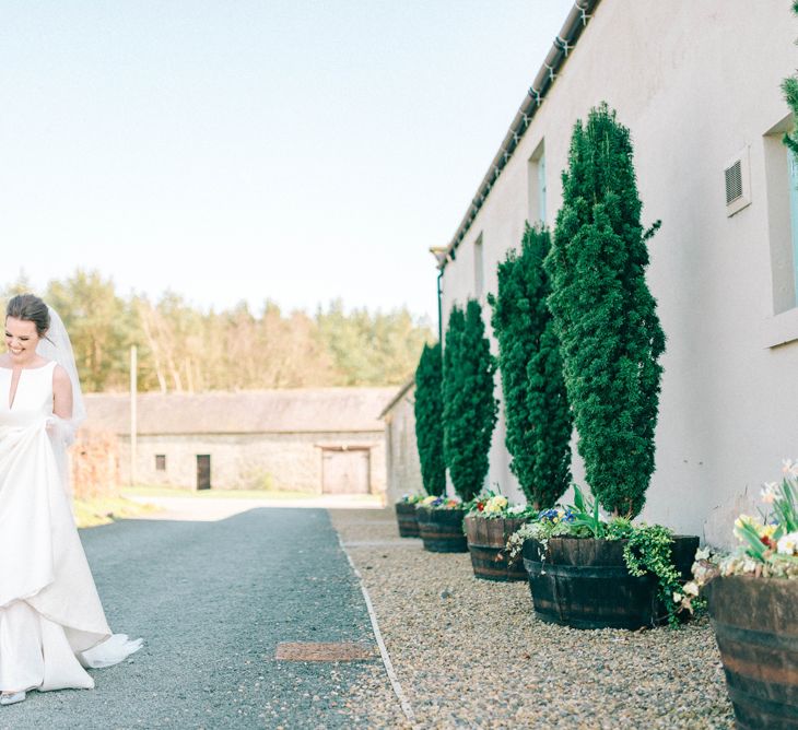 Jesus Peiro Wedding Dress With Pockets And Bridesmaids In Sky Blue Multiway Dresses At Healey Barn Northumberland With Images By Sarah Jane Ethan