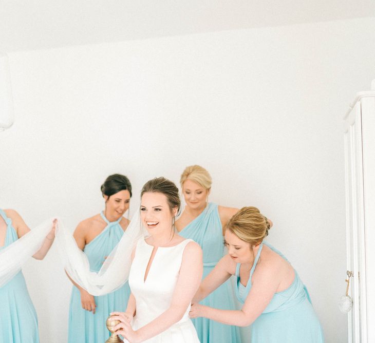 Bridesmaids In Blue Multiway Dresses