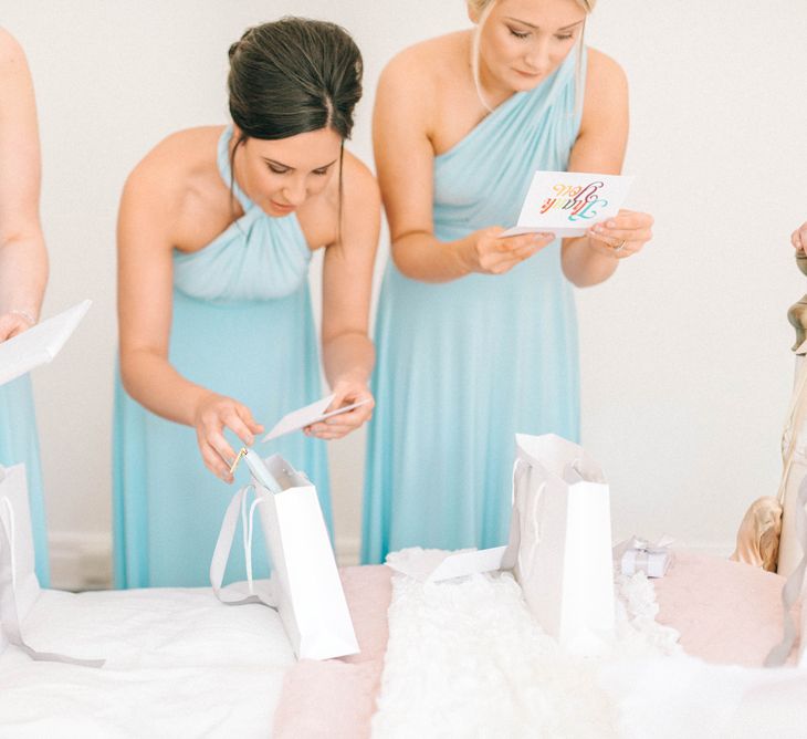 Bridesmaids In Blue Multiway Dresses