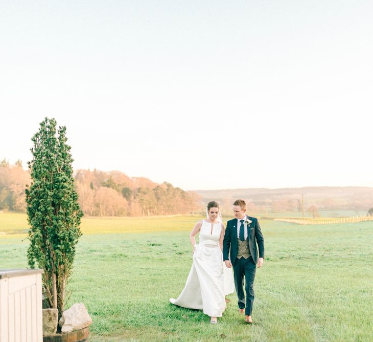 Jesus Peiro Wedding Dress With Pockets And Bridesmaids In Sky Blue Multiway Dresses At Healey Barn Northumberland With Images By Sarah Jane Ethan