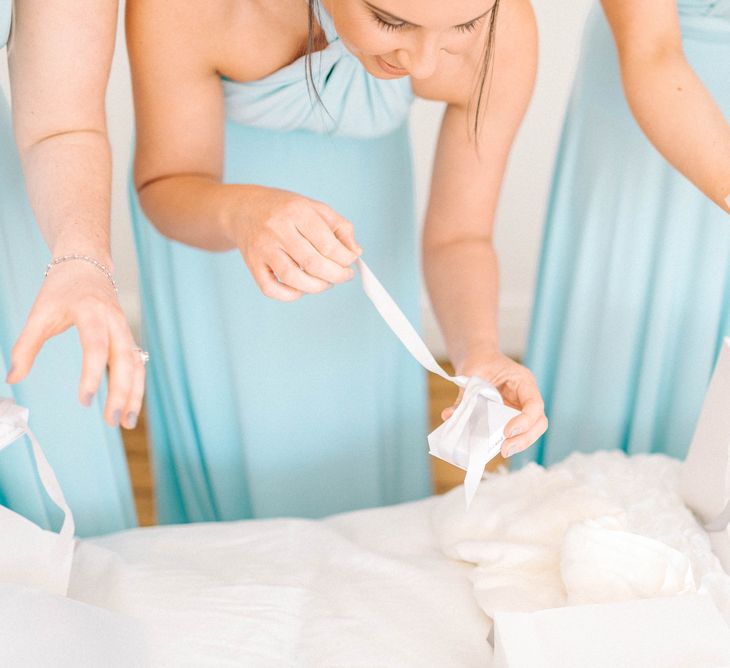 Bridesmaids In Blue Multiway Dresses