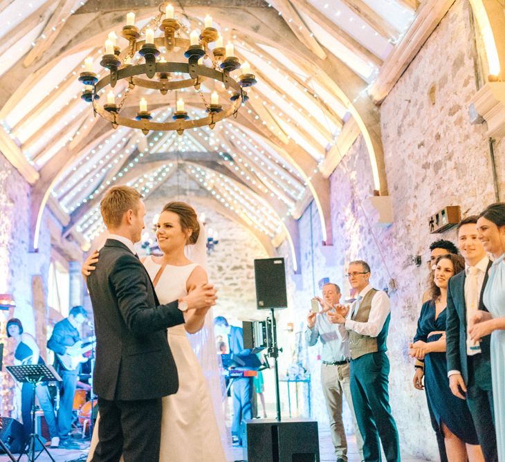 Jesus Peiro Wedding Dress With Pockets And Bridesmaids In Sky Blue Multiway Dresses At Healey Barn Northumberland With Images By Sarah Jane Ethan