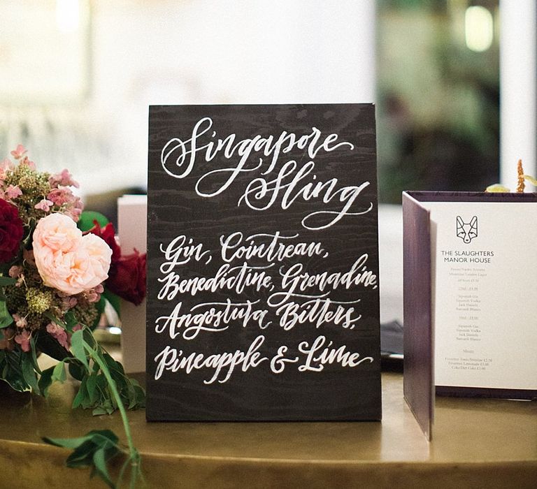 Omogen Owen Chalkboard Cocktail Wedding Sign | Jacob & Pauline Photography | Pretty in White Films