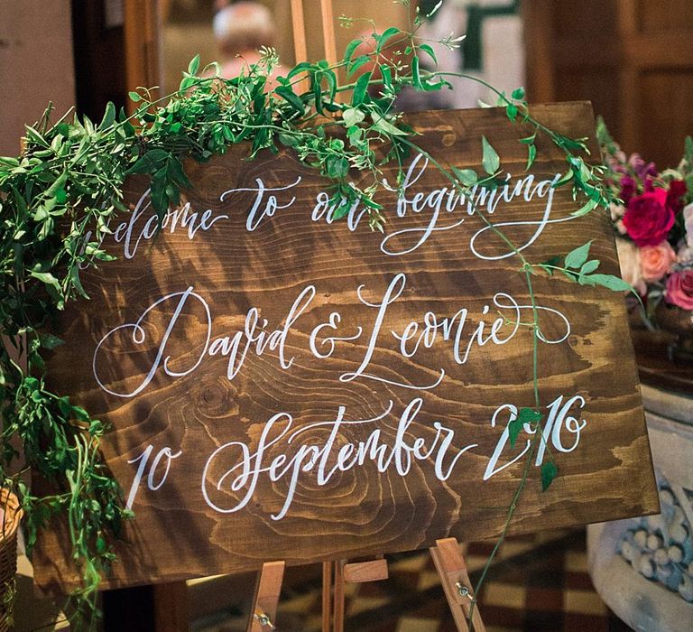 Imogen Owen Wooden Script Wedding Sign | Jacob & Pauline Photography | Pretty in White Films