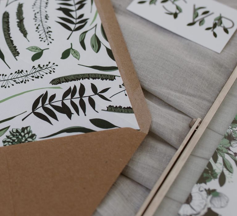 Botanical Stationery Suite With Kraft Paper Envelope