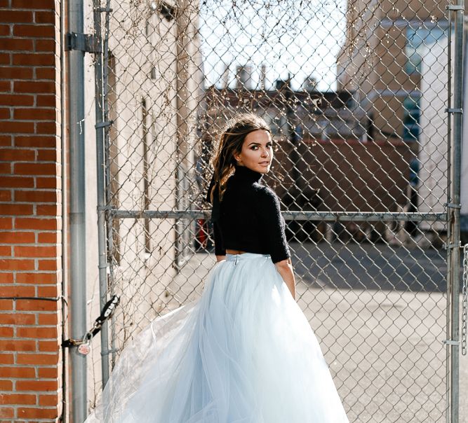 Intimate Elopement In New York City With Bride In Black Sweater And Blue Tulle Skirt And A Ponytail With Images From Forester Fotografos