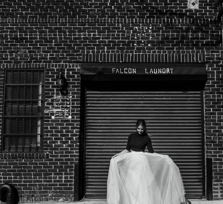 Intimate Elopement In New York City With Bride In Black Sweater And Blue Tulle Skirt And A Ponytail With Images From Forester Fotografos