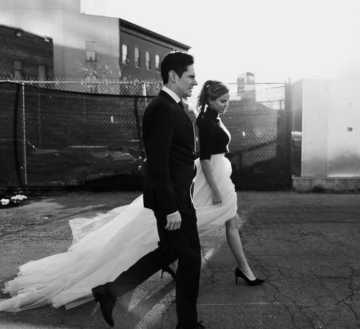 Intimate Elopement In New York City With Bride In Black Sweater And Blue Tulle Skirt And A Ponytail With Images From Forester Fotografos