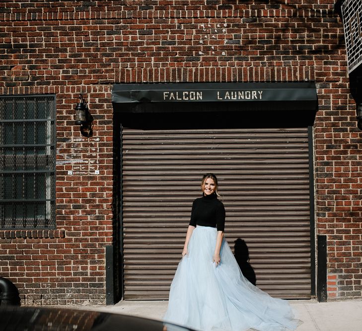 Intimate Elopement In New York City With Bride In Black Sweater And Blue Tulle Skirt And A Ponytail With Images From Forester Fotografos