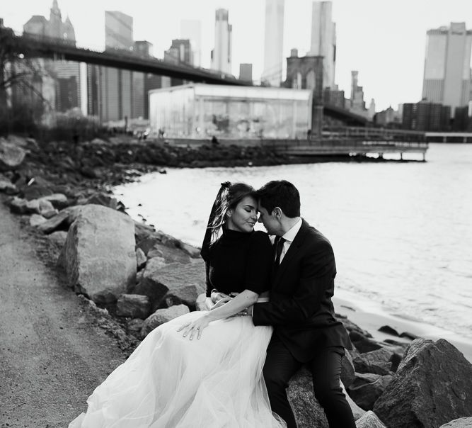 Intimate Elopement In New York City With Bride In Black Sweater And Blue Tulle Skirt And A Ponytail With Images From Forester Fotografos