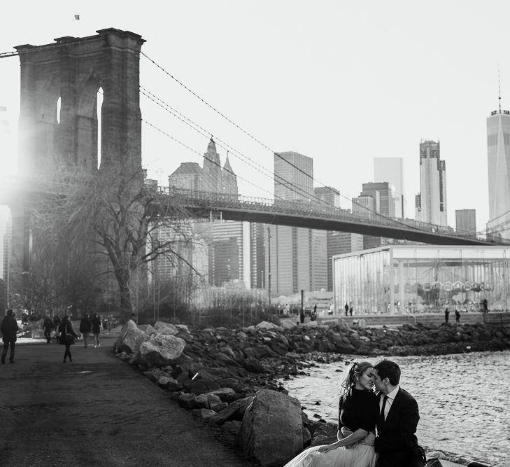 Intimate Elopement In New York City With Bride In Black Sweater And Blue Tulle Skirt And A Ponytail With Images From Forester Fotografos