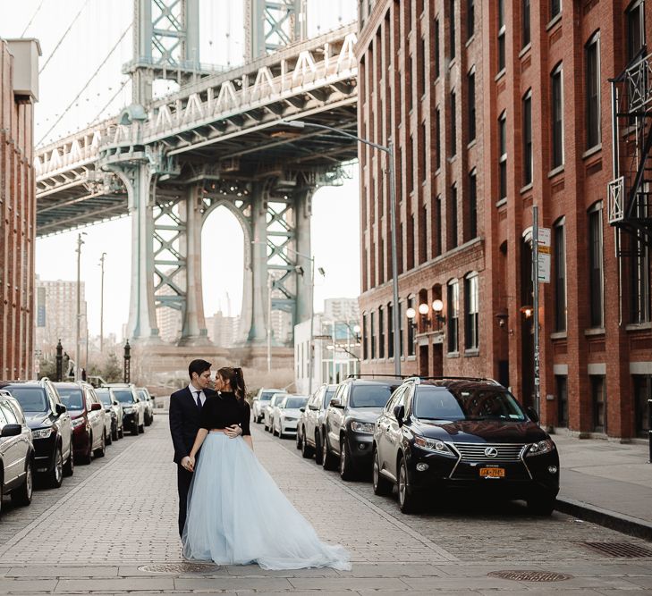 Intimate Elopement In New York City With Bride In Black Sweater And Blue Tulle Skirt And A Ponytail With Images From Forester Fotografos