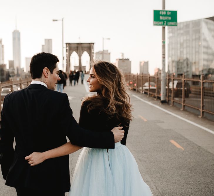 Intimate Elopement In New York City With Bride In Black Sweater And Blue Tulle Skirt And A Ponytail With Images From Forester Fotografos