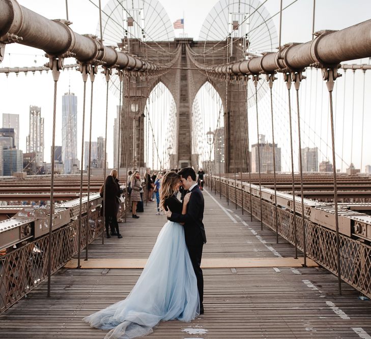 Intimate Elopement In New York City With Bride In Black Sweater And Blue Tulle Skirt And A Ponytail With Images From Forester Fotografos