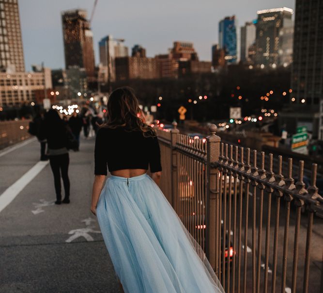 Intimate Elopement In New York City With Bride In Black Sweater And Blue Tulle Skirt And A Ponytail With Images From Forester Fotografos