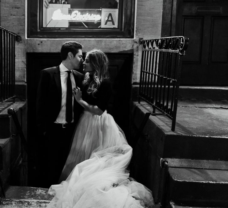 Intimate Elopement In New York City With Bride In Black Sweater And Blue Tulle Skirt And A Ponytail With Images From Forester Fotografos