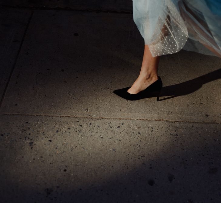 Intimate Elopement In New York City With Bride In Black Sweater And Blue Tulle Skirt And A Ponytail With Images From Forester Fotografos