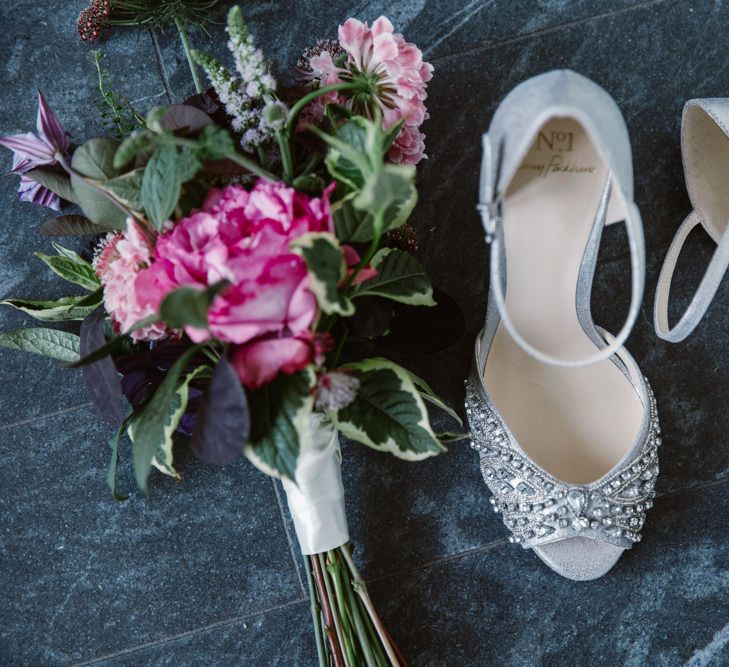 Jenny Packham Embellished Silver Wedding Shoes | Natalie J Weddings