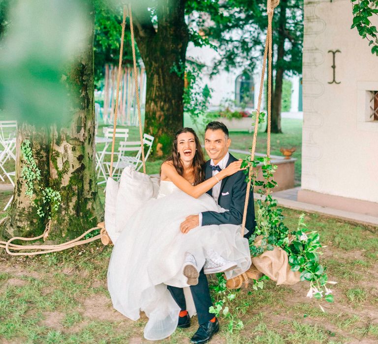 Bride & Groom on a Swing