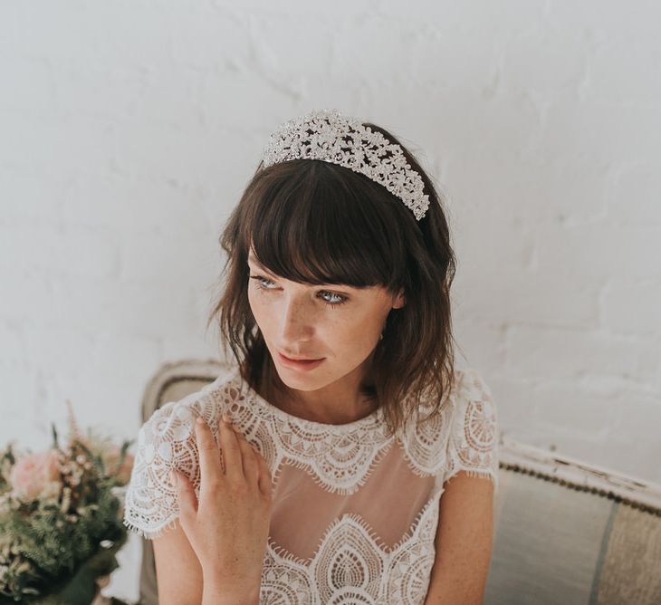 Glory crystal embellished tiara by Ivory and Co