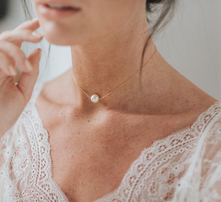 Luna pearl chain choker necklace by Chez Bec