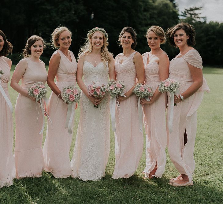 Bridesmaids in Pale Pink Dessy Dresses