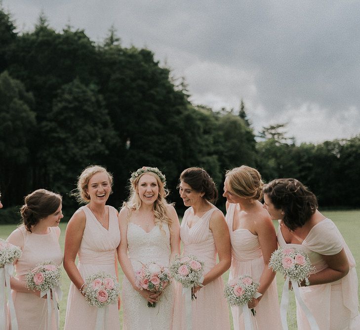 Bridesmaids in Pale Pink Dessy Dresses