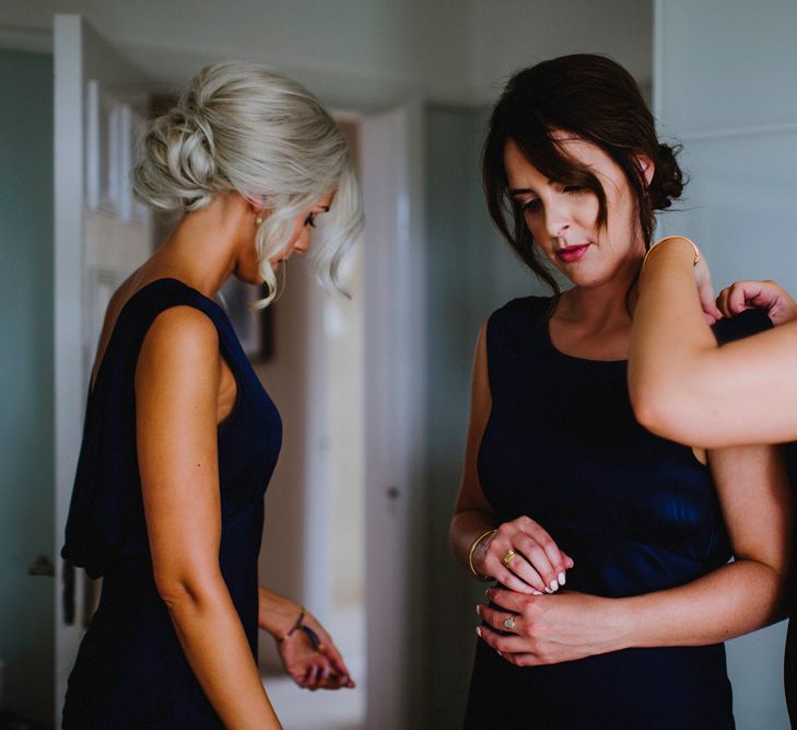 Bridesmaids In Navy Ghost Dresses