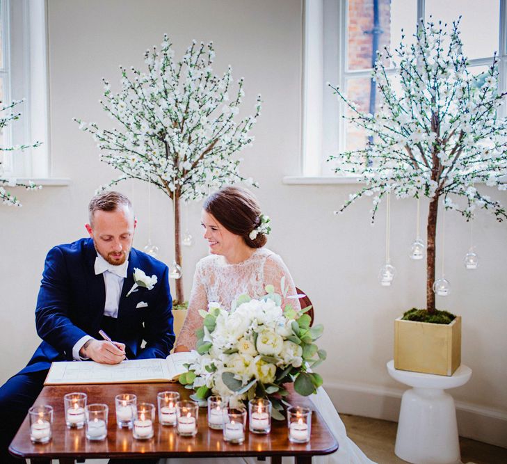 Elegant White Wedding At Iscoyd Park With Bride In Pronovias & Blossom Tree Installation Marquee With Images From Steve Gerrard Photography