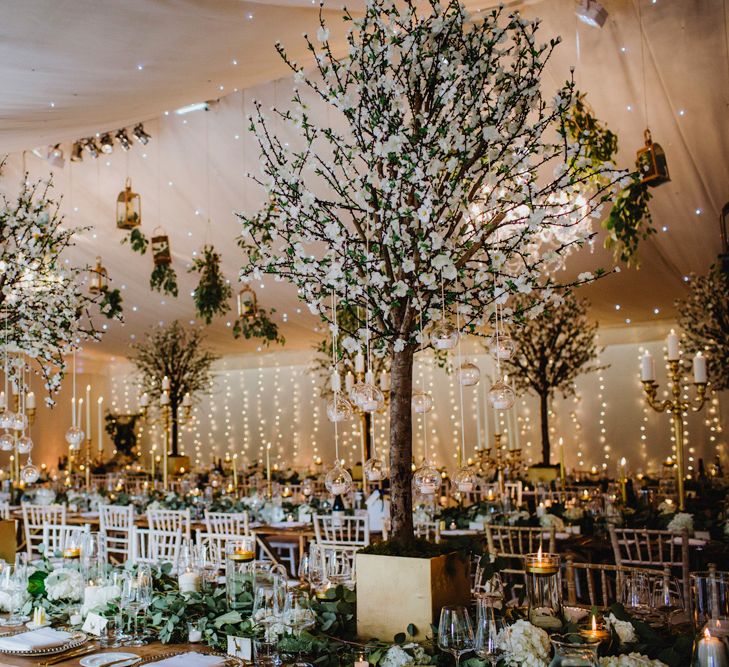 Elegant White Wedding At Iscoyd Park With Bride In Pronovias & Blossom Tree Installation Marquee With Images From Steve Gerrard Photography