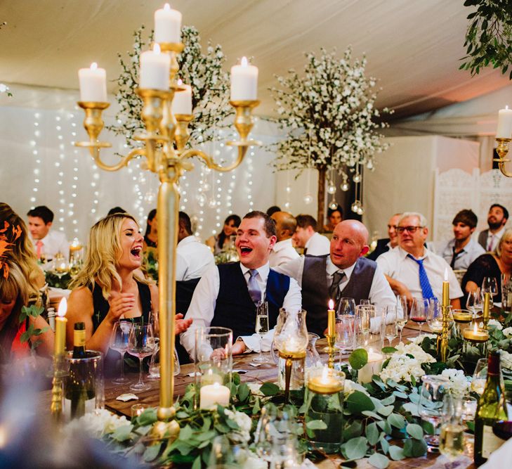 Elegant White Wedding At Iscoyd Park With Bride In Pronovias & Blossom Tree Installation Marquee With Images From Steve Gerrard Photography