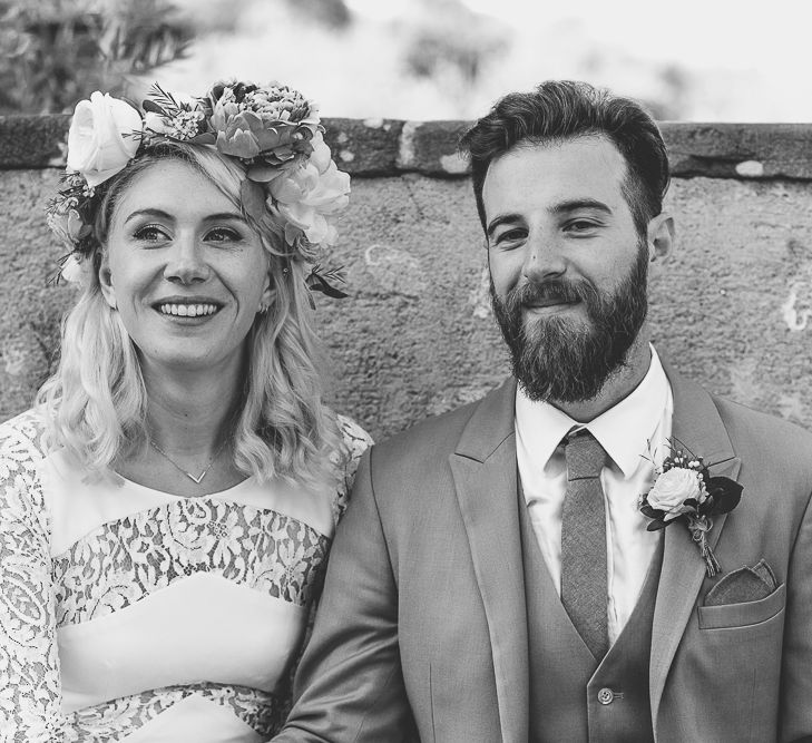 Boho Bride in Lace Rime Arodaky Olsen Gown & Flower Crown | Tuscany Wedding | Due su Due Photography