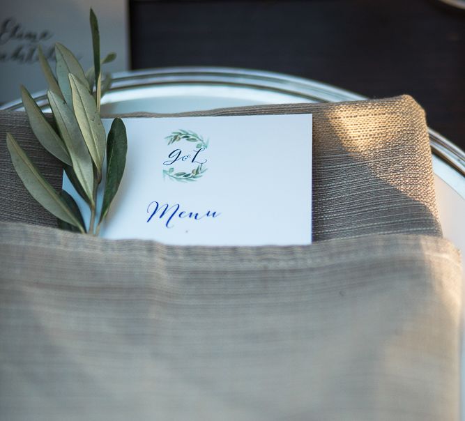 Napkin & Menu Place Setting | Tuscany Wedding | Due su Due Photography