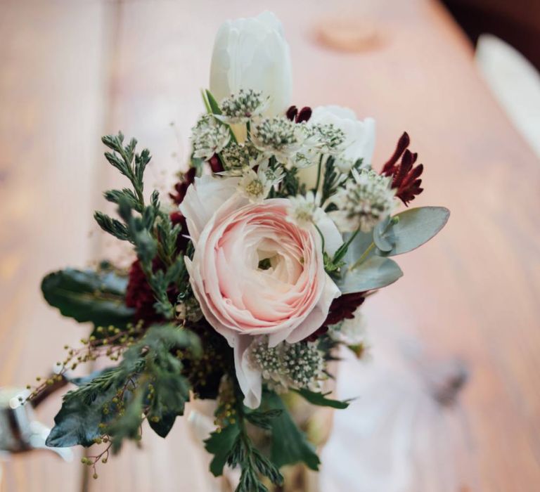 Bouquets For Winter Wedding With Dahlia, Roses & Thistles