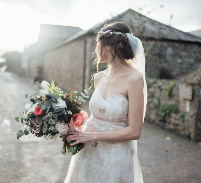 Anran Devon Christmas Winter Wedding With Bride In Claire Pettibone & A Hog Roast Dinner In Glasshouse With Images From Liberty Pearl Photography