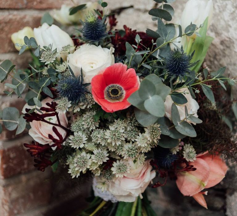 Winter Bridal Bouquet With Anemones