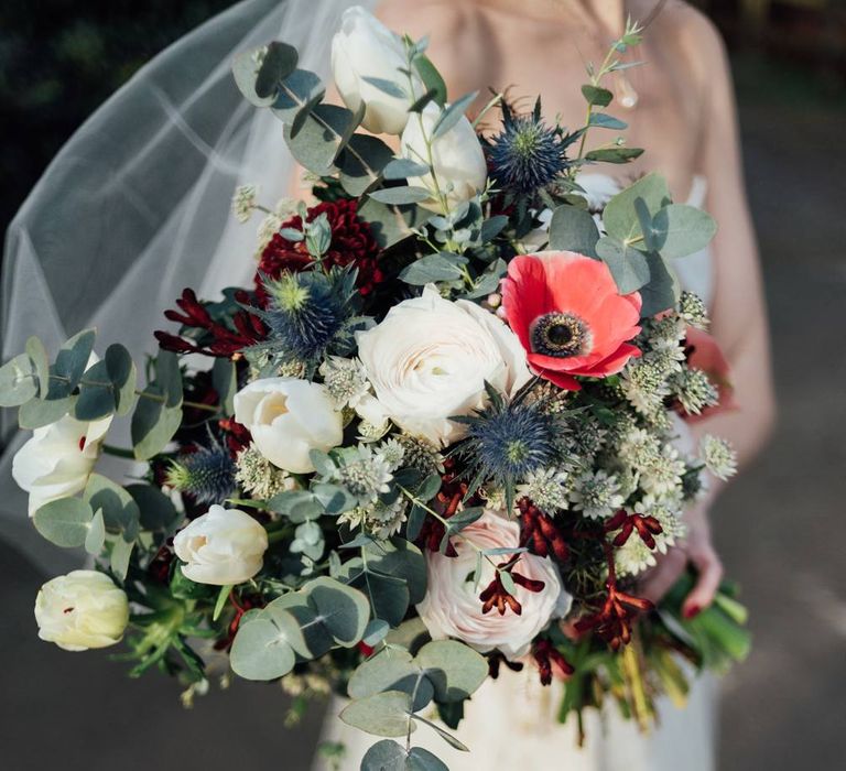 Winter Wedding Bouquet With Anemones