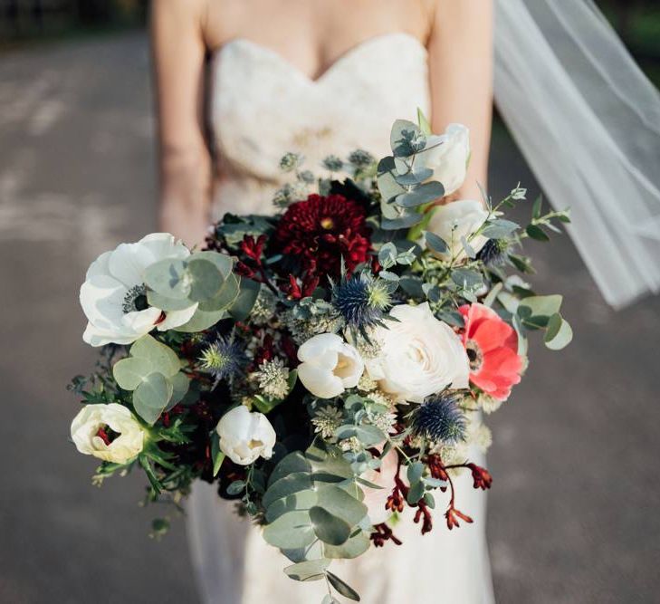 Winter Wedding Bouquet With Anemones