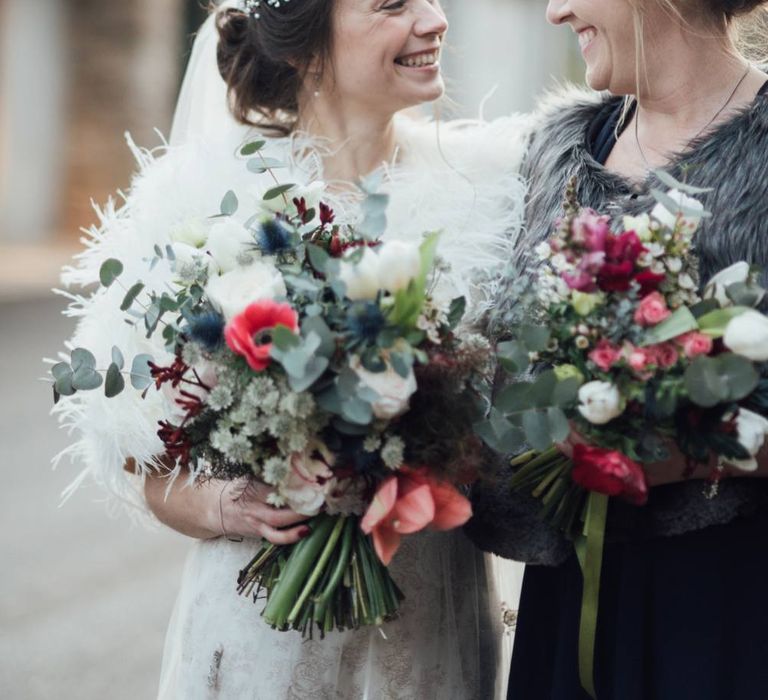 Anran Devon Christmas Winter Wedding With Bride In Claire Pettibone & A Hog Roast Dinner In Glasshouse With Images From Liberty Pearl Photography