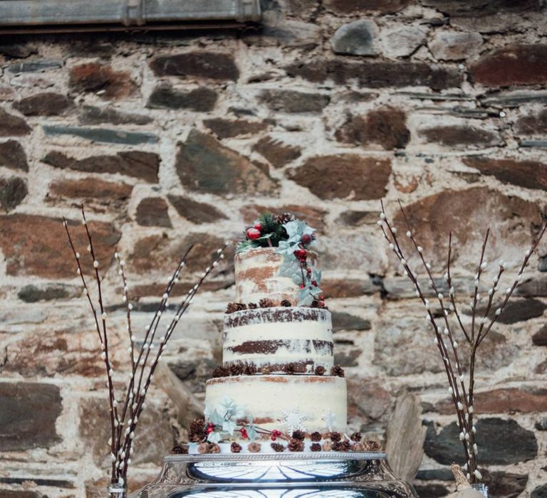 Winter Wedding Cake Naked Wedding Cake