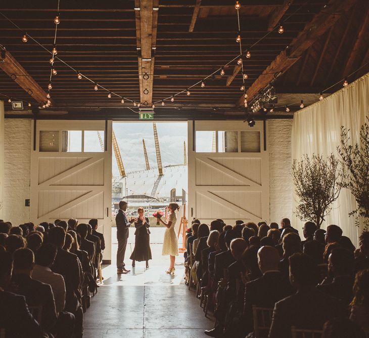 Wedding Ceremony | Bride in Ted Baker Separates | Groom in Hugo Boss | Tropical Trinity Buoy Wharf Wedding | Matt Penberthy Photography