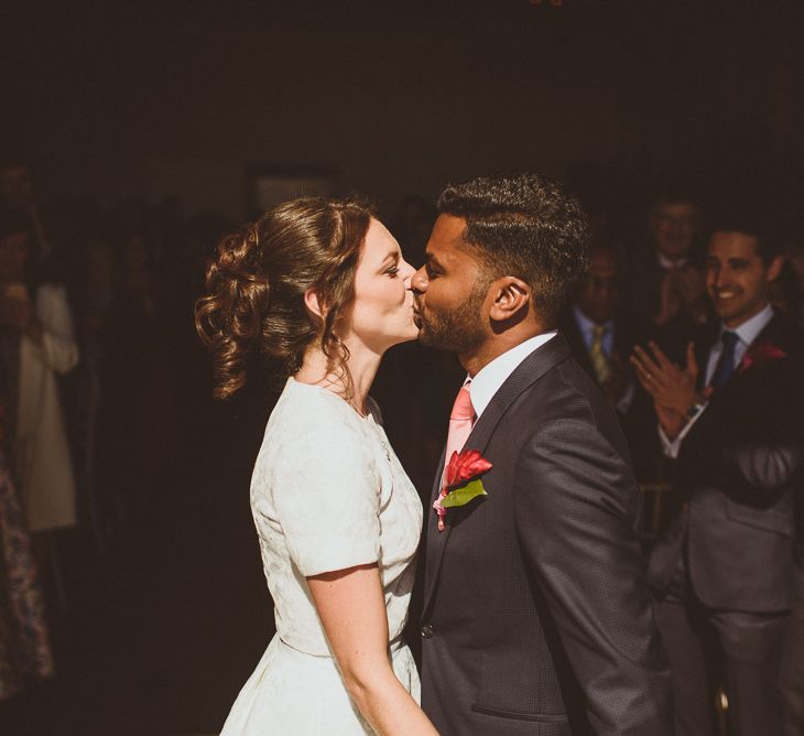 Wedding Ceremony | Bride in Ted Baker Separates | Groom in Hugo Boss | Tropical Trinity Buoy Wharf Wedding | Matt Penberthy Photography